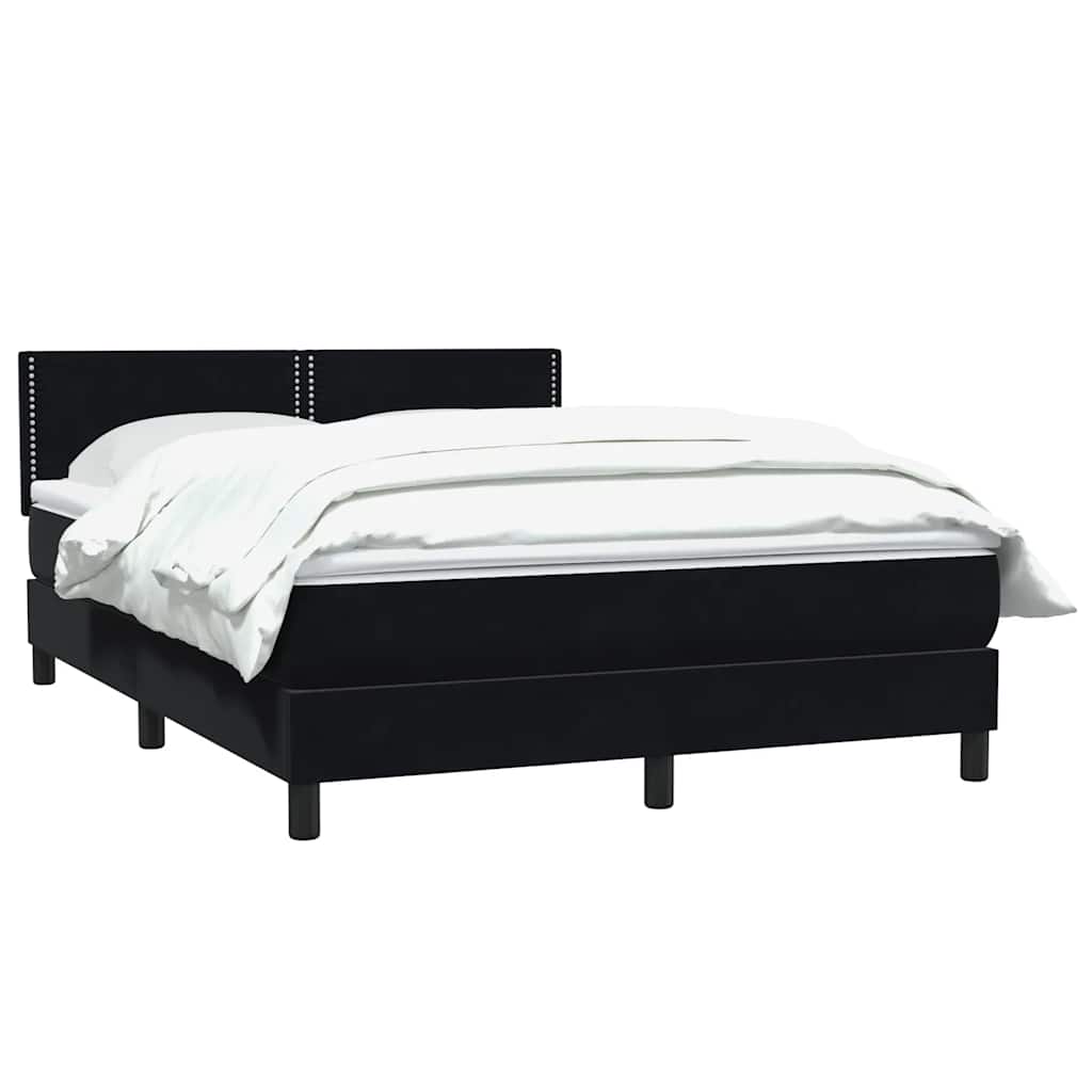 Box Spring Κρεβάτι με στρώμα Μαύρο 140x220 cm Βελούδινο