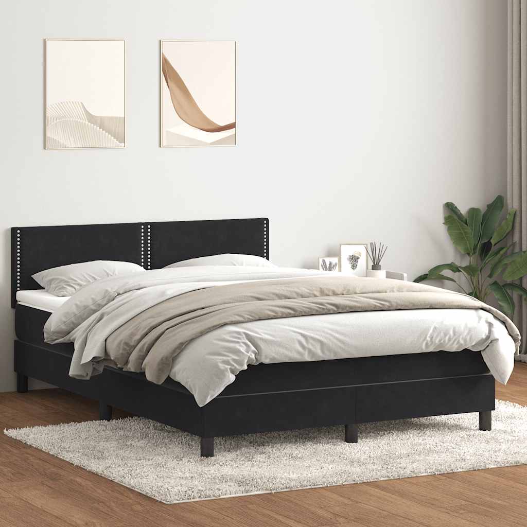 Box Spring Κρεβάτι με στρώμα Μαύρο 140x220 cm Βελούδινο