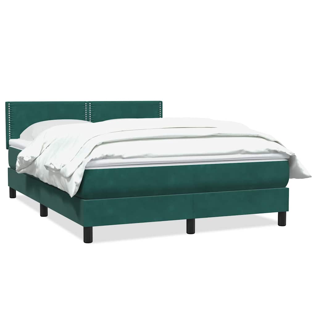 Box Spring Κρεβάτι με στρώμα Σκούρο πράσινο 140x220cm Βελούδινο