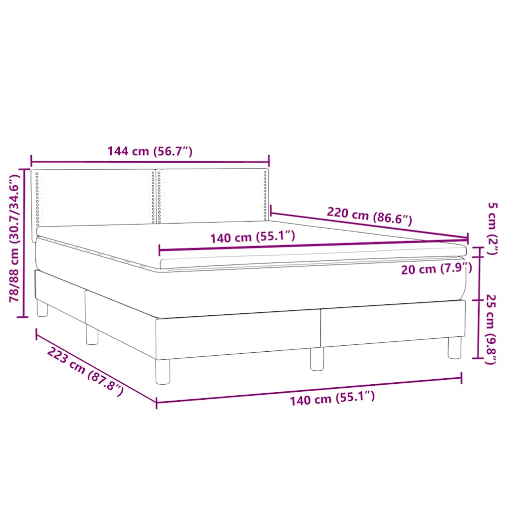 Box Spring Κρεβάτι με στρώμα Σκούρο πράσινο 140x220cm Βελούδινο
