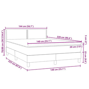 Box Spring Κρεβάτι με στρώμα Σκούρο πράσινο 140x220cm Βελούδινο
