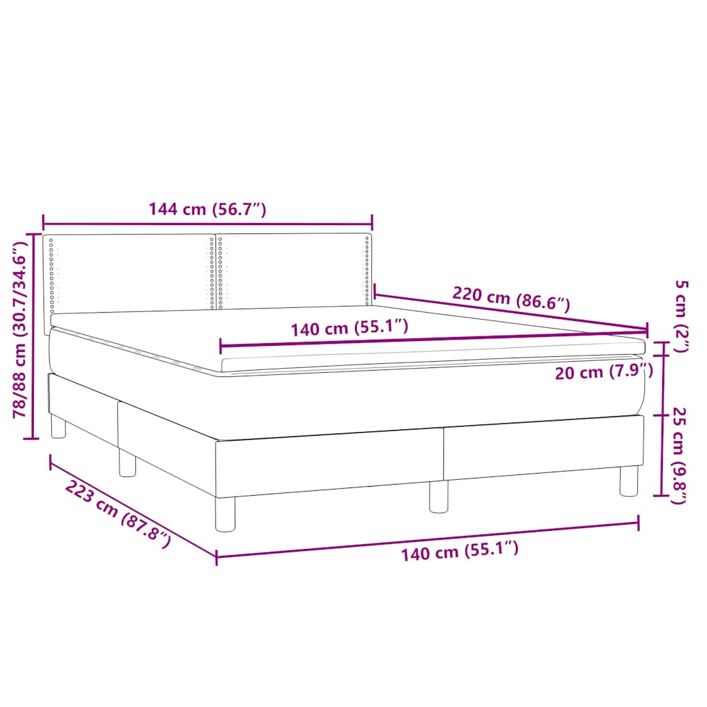 Box Spring κρεβάτι με στρώμα ροζ 140x220 cm Βελούδινο - Pakobazaar