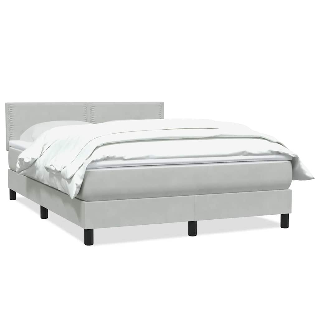 Κρεβάτι Boxspring με Στρώμα Ανοιχτό Γκρι 160x220 εκ. Βελούδινο - Pakobazaar