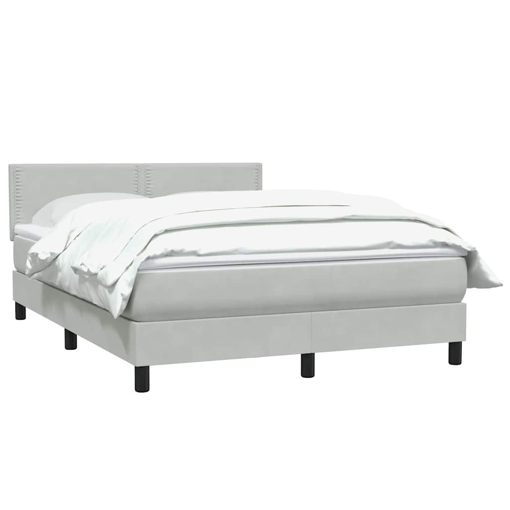 Κρεβάτι Boxspring με Στρώμα Ανοιχτό Γκρι 160x220 εκ. Βελούδινο - Pakobazaar
