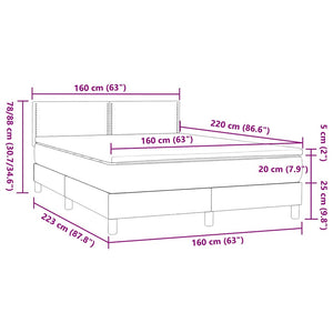 Κρεβάτι Boxspring με Στρώμα Ανοιχτό Γκρι 160x220 εκ. Βελούδινο - Pakobazaar
