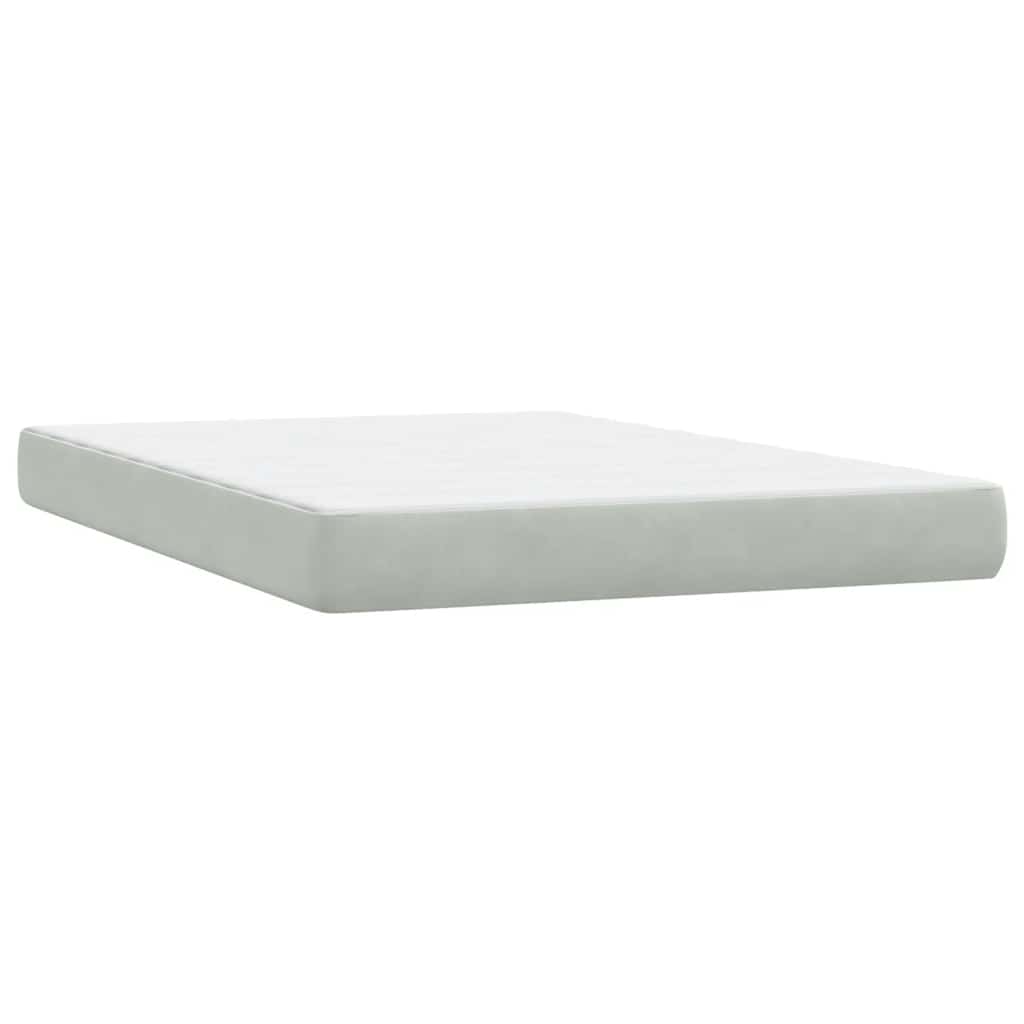 Κρεβάτι Boxspring με Στρώμα Ανοιχτό Γκρι 160x220 εκ. Βελούδινο - Pakobazaar