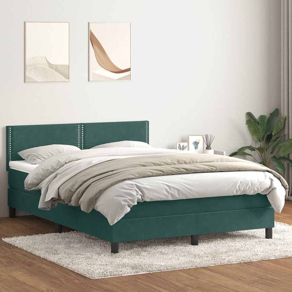 Box Spring κρεβάτι με στρώμα σκούρο πράσινο 160x220cm Βελούδινο