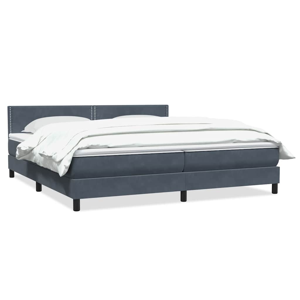 Box Spring Κρεβάτι με στρώμα Σκούρο γκρι 180x220 εκ. Βελούδινο