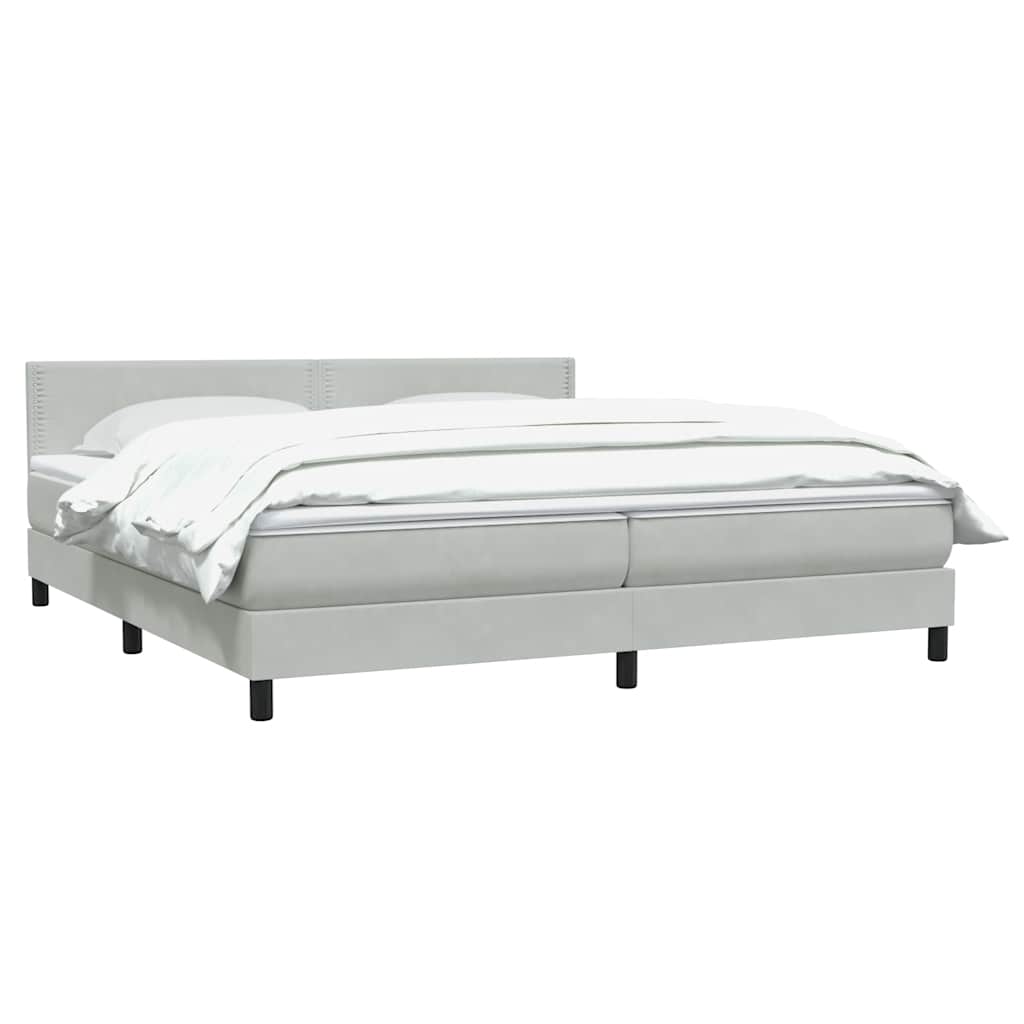 Box Spring κρεβάτι με στρώμα ανοιχτό γκρι 200x220 εκ. Βελούδινο