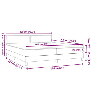 Box Spring κρεβάτι με στρώμα ανοιχτό γκρι 200x220 εκ. Βελούδινο - Pakobazaar
