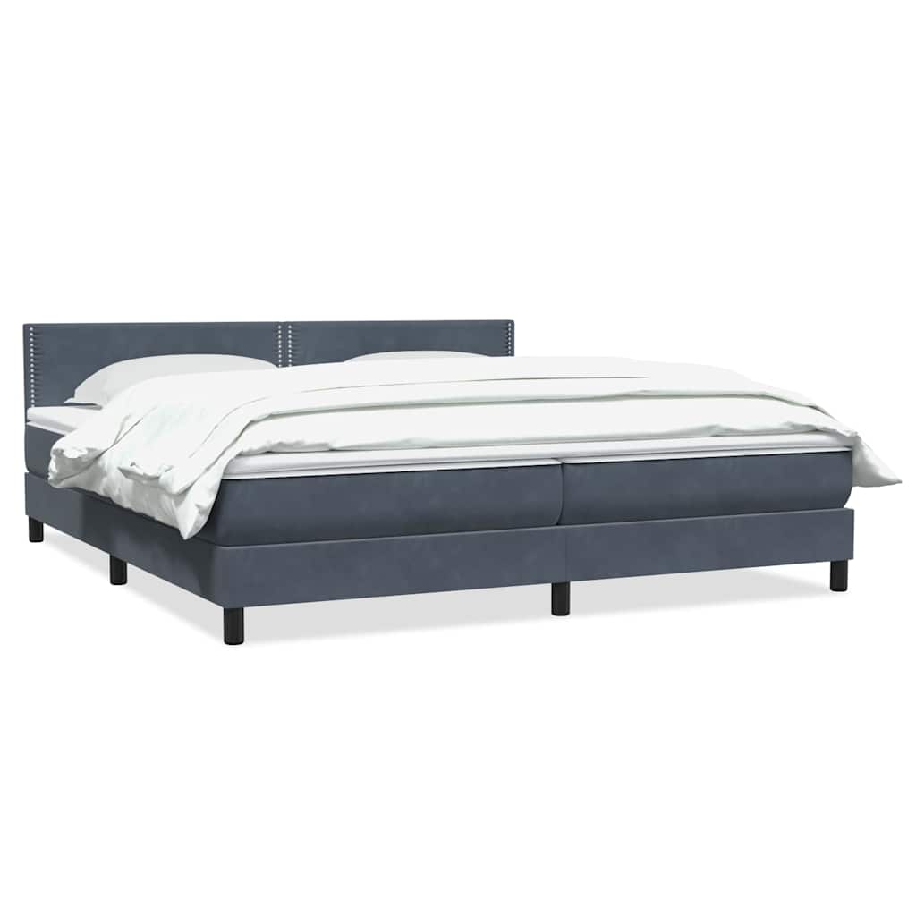 Box Spring Κρεβάτι με στρώμα Σκούρο γκρι 200x220 cm Βελούδινο - Pakobazaar