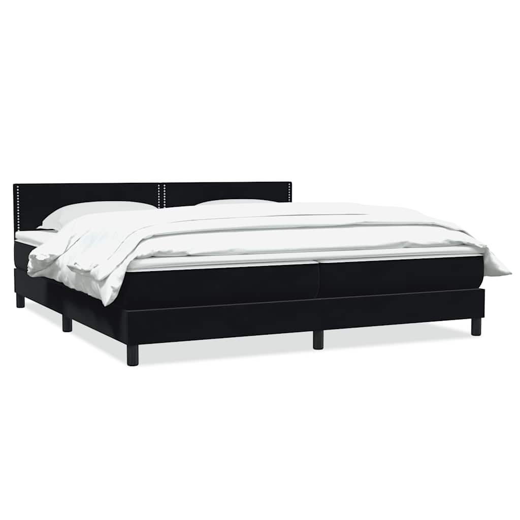 Box Spring Κρεβάτι με στρώμα Μαύρο 200x220 cm Βελούδινο - Pakobazaar