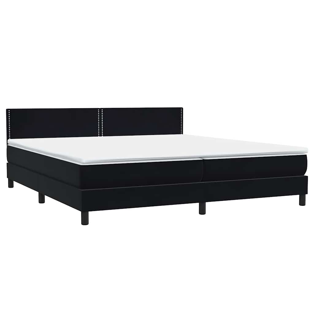 Box Spring Κρεβάτι με στρώμα Μαύρο 200x220 cm Βελούδινο - Pakobazaar