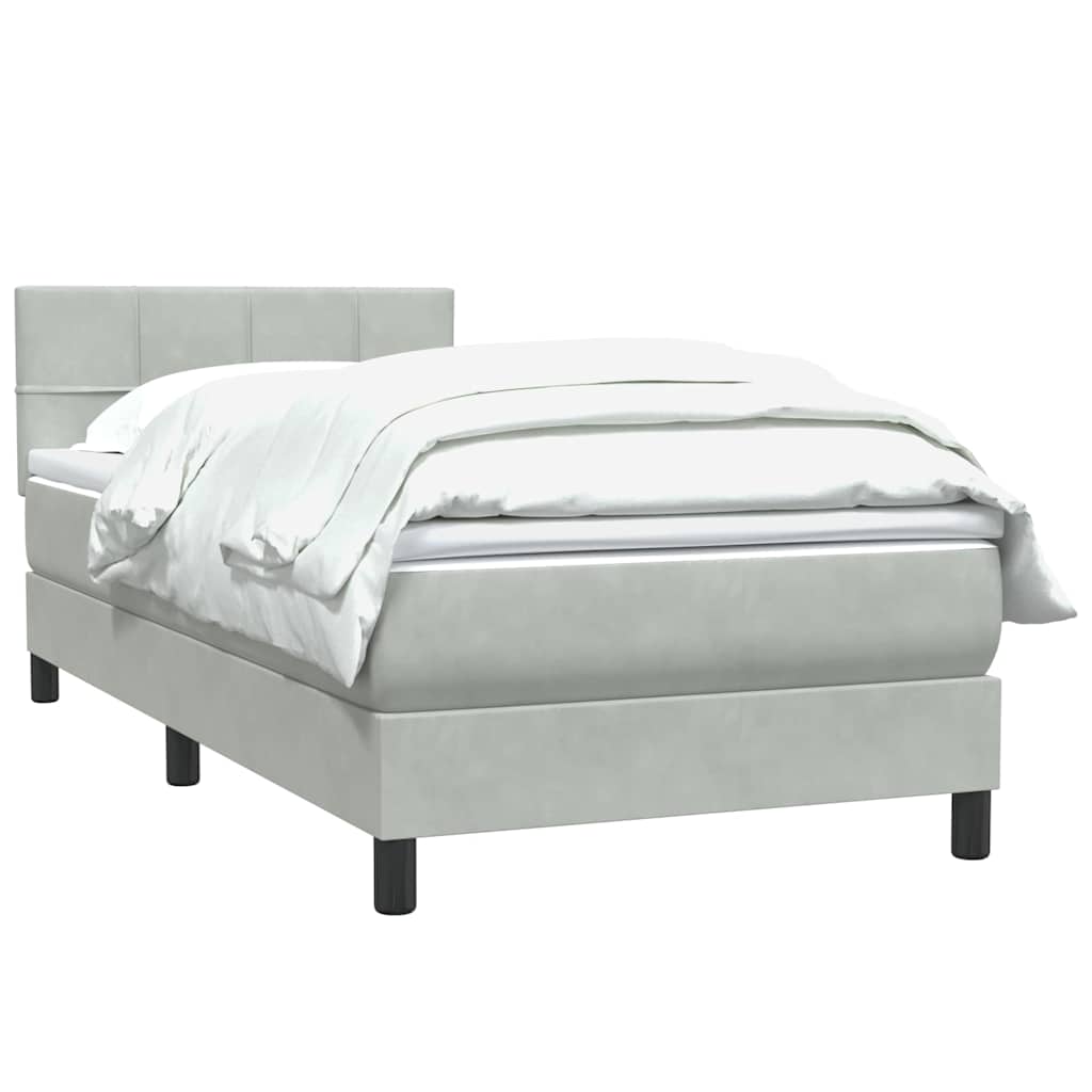 Κρεβάτι Boxspring με Στρώμα Ανοιχτό Γκρι 80x210 εκ. Βελούδινο - Pakobazaar