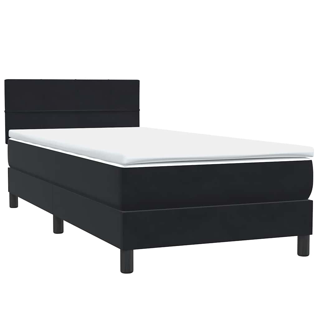 Box Spring Κρεβάτι με στρώμα Μαύρο 80x210 εκ. Βελούδινο