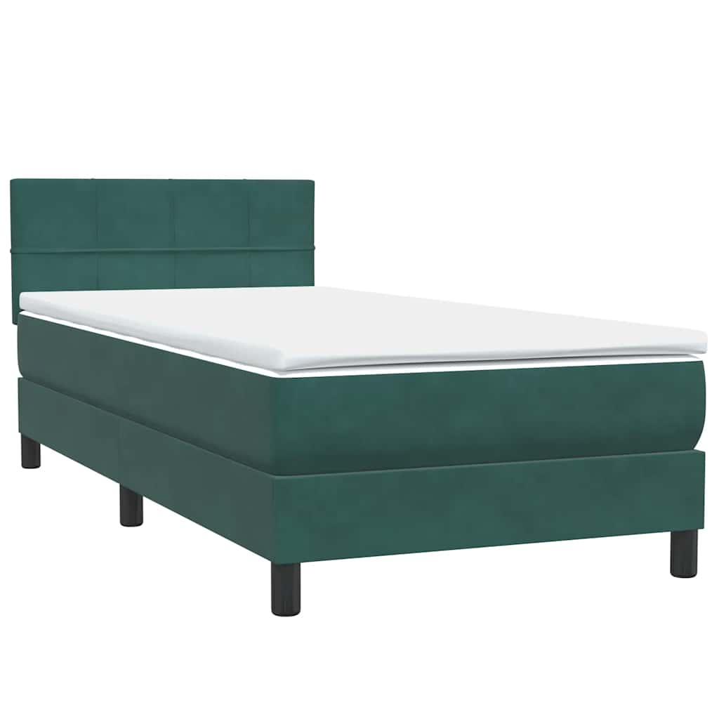 Box Spring Κρεβάτι με στρώμα Σκούρο πράσινο 80x210 cm Velvet - Pakobazaar