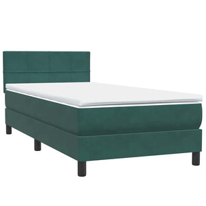 Box Spring Κρεβάτι με στρώμα Σκούρο πράσινο 80x210 cm Velvet - Pakobazaar