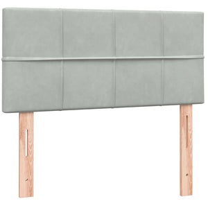Κρεβάτι Boxspring με Στρώμα Ανοιχτό Γκρι 100x210 εκ. Βελούδινο - Pakobazaar