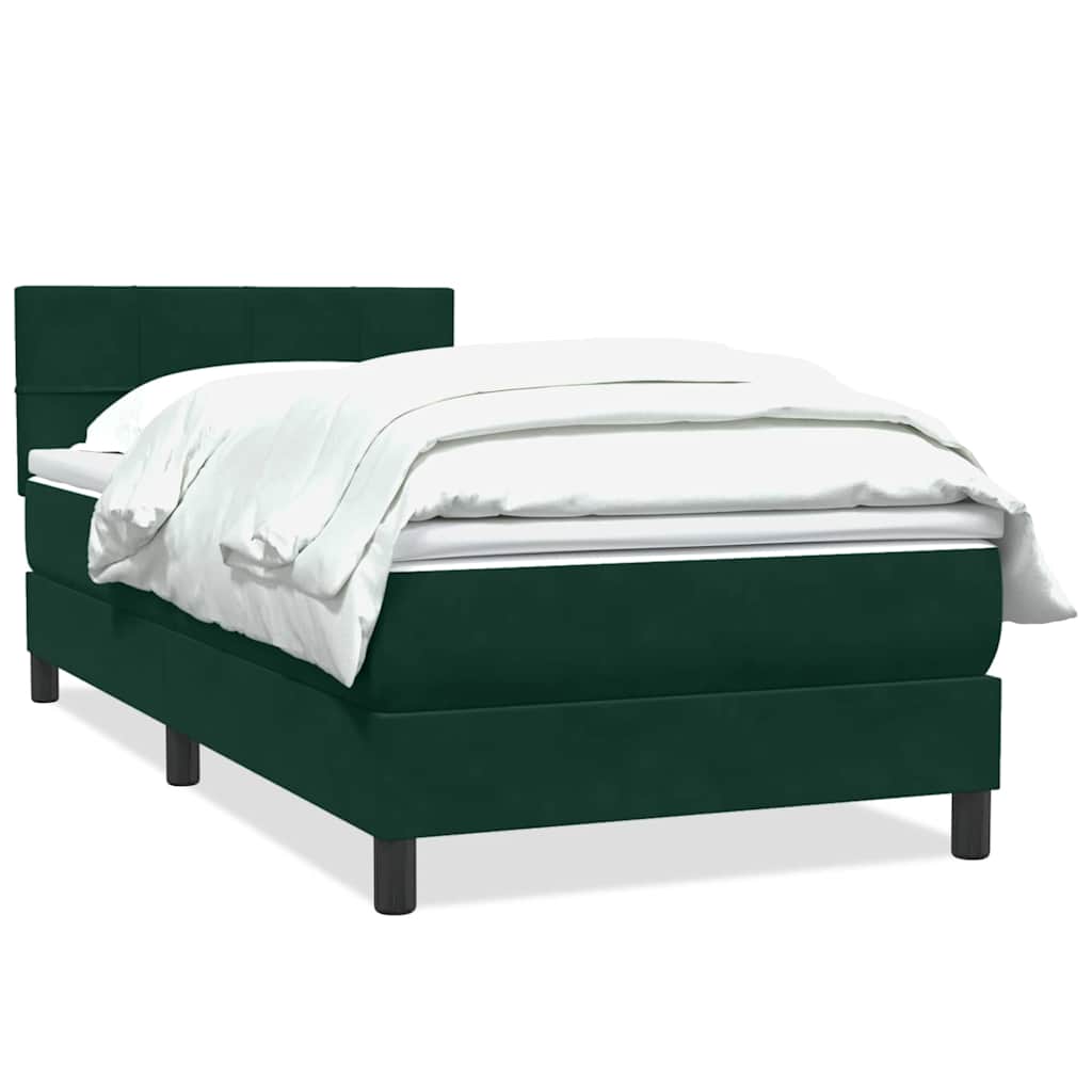 Κρεβάτι Boxspring με Στρώμα Σκούρο Πράσινο 100x210εκ. Βελούδινο