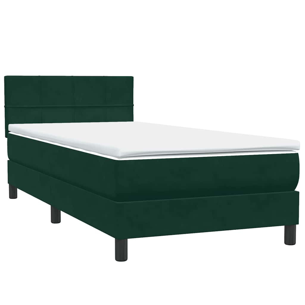 Κρεβάτι Boxspring με Στρώμα Σκούρο Πράσινο 100x210εκ. Βελούδινο