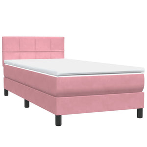 Κρεβάτι Boxspring με Στρώμα Ροζ 100x210 εκ. Βελούδινο - Pakobazaar