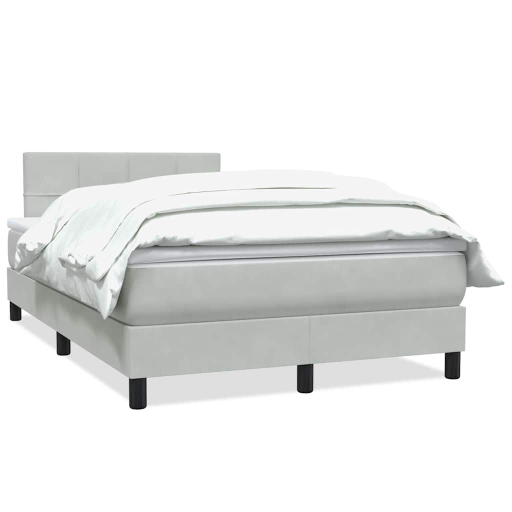 Κρεβάτι Boxspring με Στρώμα Ανοιχτό Γκρι 120x210 εκ. Βελούδινο - Pakobazaar
