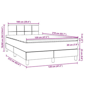 Κρεβάτι Boxspring με Στρώμα Ανοιχτό Γκρι 120x210 εκ. Βελούδινο