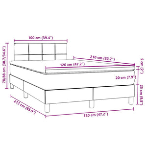 Κρεβάτι Boxspring με Στρώμα Σκούρο Γκρι 120x210 εκ. Βελούδινο - Pakobazaar