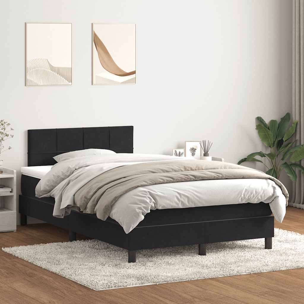 Κρεβάτι Boxspring με Στρώμα Μαύρο 1120x210 εκ. Βελούδινο - Pakobazaar
