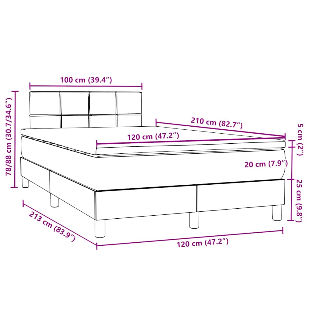 Κρεβάτι Boxspring με Στρώμα Σκούρο Πράσινο 120x210εκ. Βελούδινο - Pakobazaar