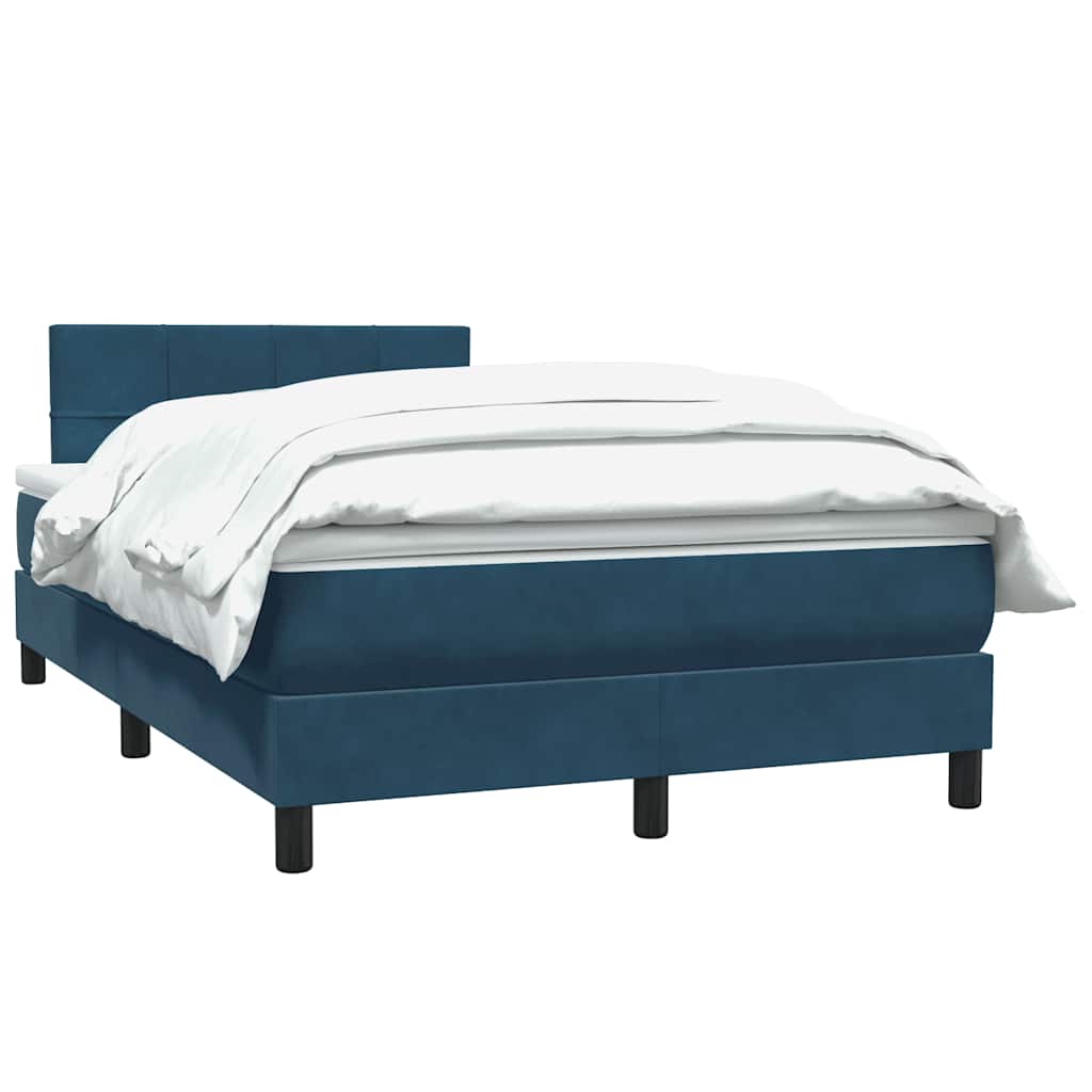 Κρεβάτι Boxspring με Στρώμα Σκούρο Μπλε 120x210 εκ. Βελούδινο - Pakobazaar