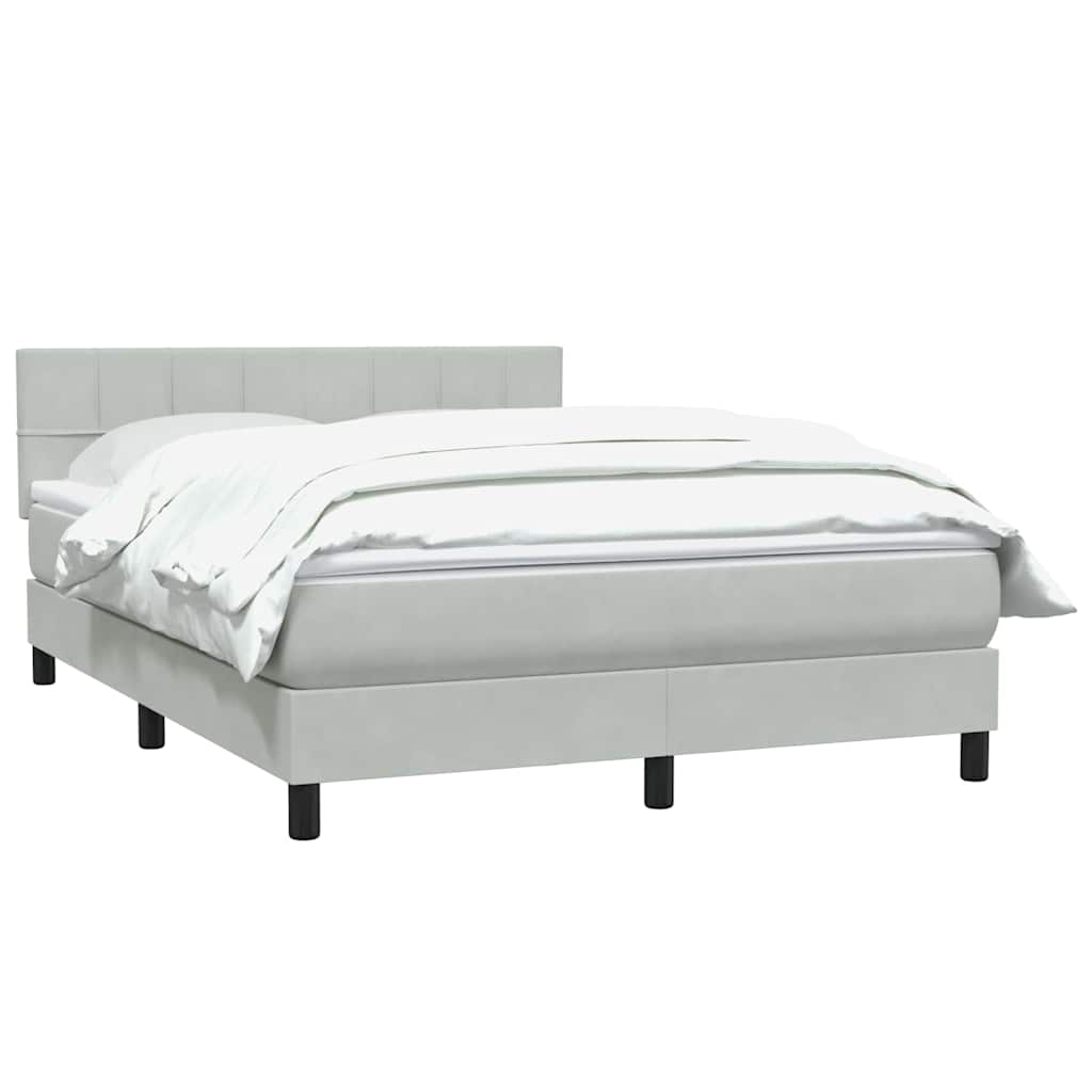 Κρεβάτι Boxspring με Στρώμα Ανοιχτό Γκρι 140x210 εκ. Βελούδινο - Pakobazaar