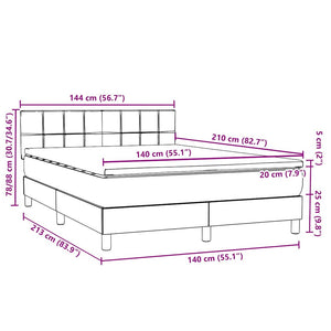 Κρεβάτι Boxspring με Στρώμα Ανοιχτό Γκρι 140x210 εκ. Βελούδινο - Pakobazaar