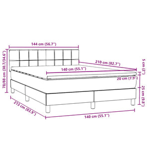 Κρεβάτι Boxspring με Στρώμα Μαύρο 1140x210 εκ. Βελούδινο - Pakobazaar