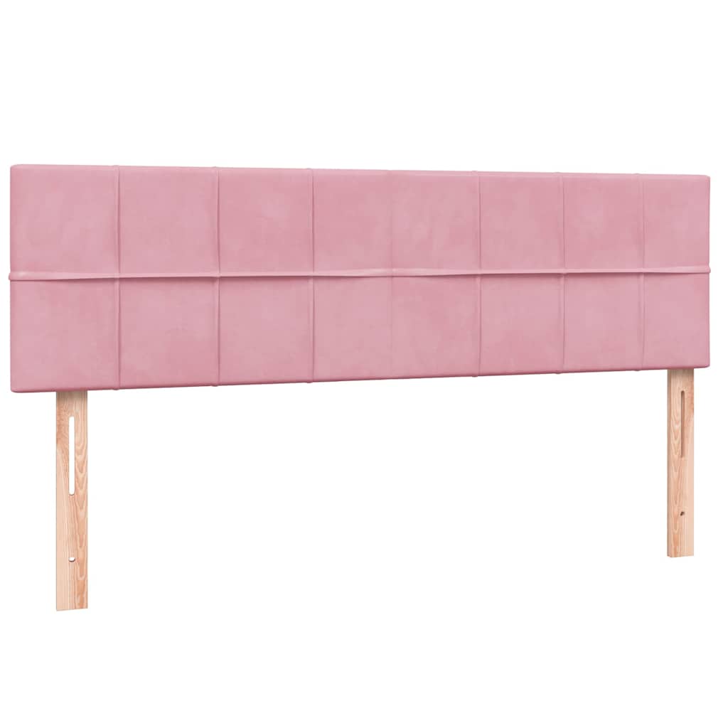 Κρεβάτι Boxspring με Στρώμα Ροζ 140x210 εκ. Βελούδινο