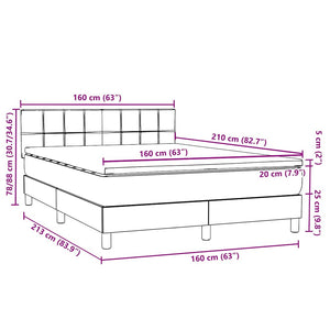 Κρεβάτι Boxspring με Στρώμα Σκούρο Γκρι 160x210 εκ. Βελούδινο - Pakobazaar