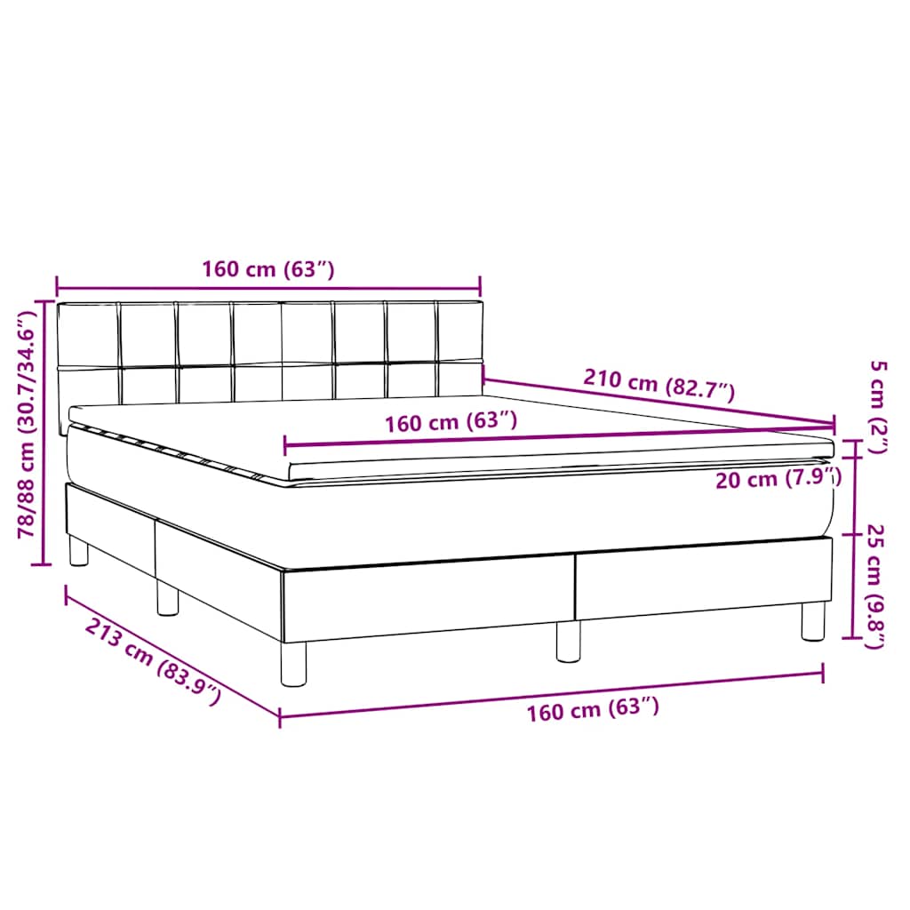 Κρεβάτι Boxspring με Στρώμα Σκούρο Πράσινο 160x210εκ. Βελούδινο