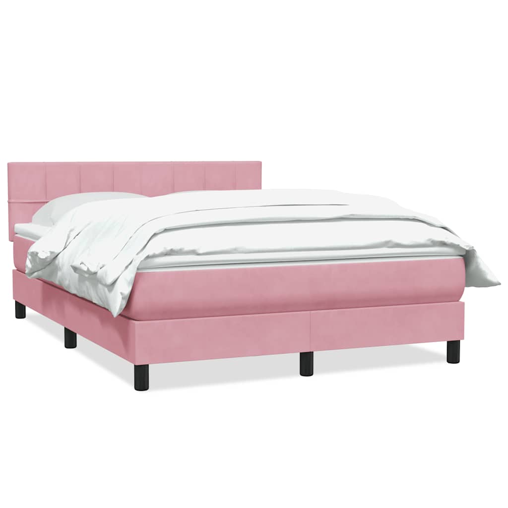 Κρεβάτι Boxspring με Στρώμα Ροζ 160x210 εκ. Βελούδινο