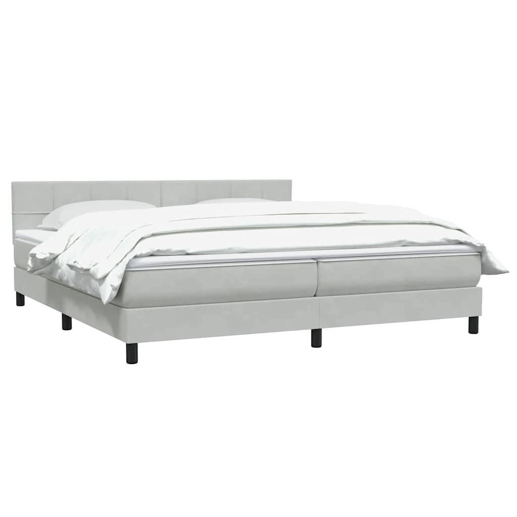 Κρεβάτι Boxspring με Στρώμα Ανοιχτό Γκρι 180x210 εκ. Βελούδινο - Pakobazaar