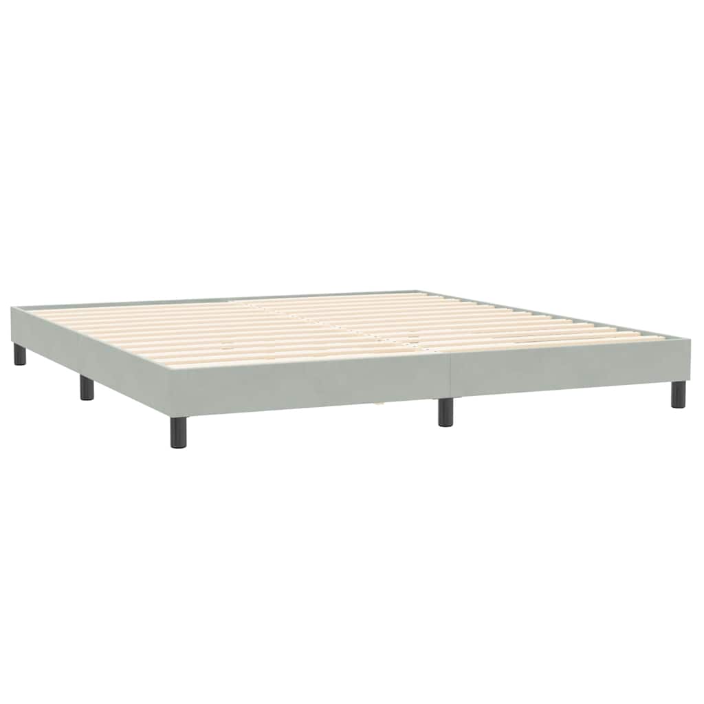 Κρεβάτι Boxspring με Στρώμα Ανοιχτό Γκρι 180x210 εκ. Βελούδινο - Pakobazaar