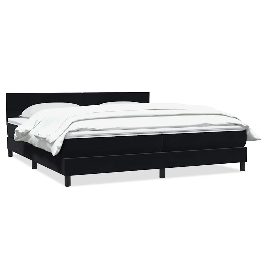 Κρεβάτι Boxspring με Στρώμα Μαύρο 180x210 εκ. Βελούδινο - Pakobazaar