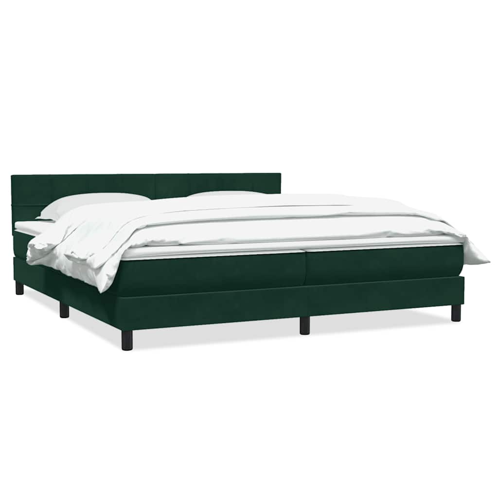 Κρεβάτι Boxspring με Στρώμα Σκούρο Πράσινο 180x210εκ. Βελούδινο