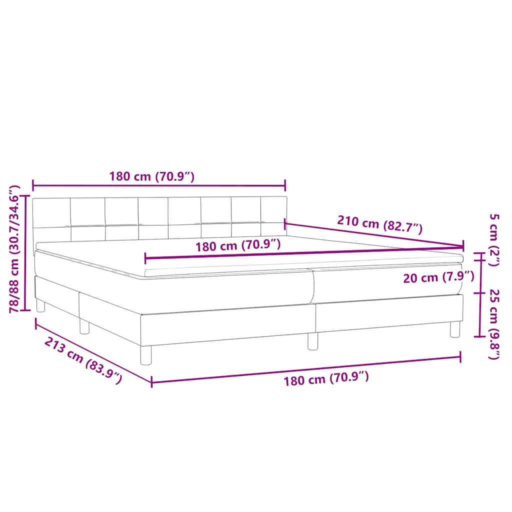 Κρεβάτι Boxspring με Στρώμα Σκούρο Μπλε 180x210 εκ. Βελούδινο