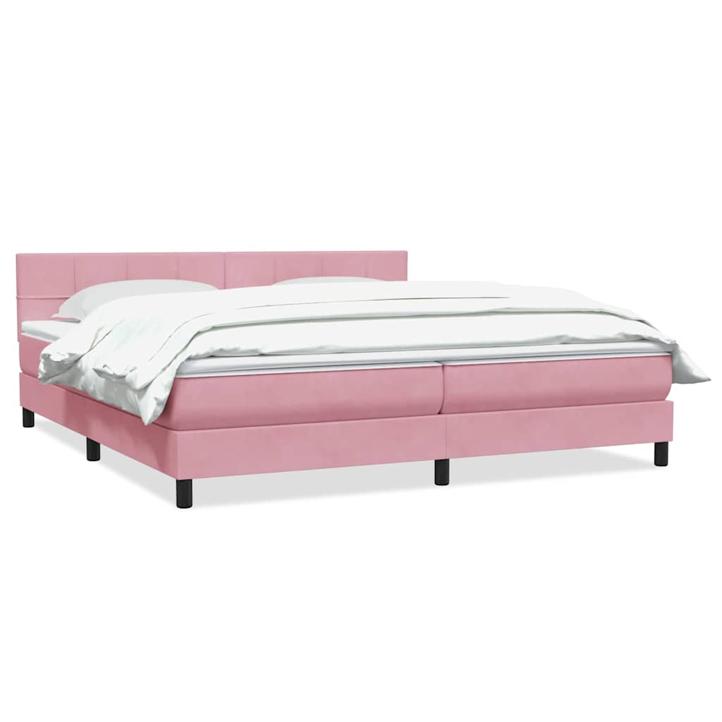 Κρεβάτι Boxspring με Στρώμα Ροζ 180x210 εκ. Βελούδινο