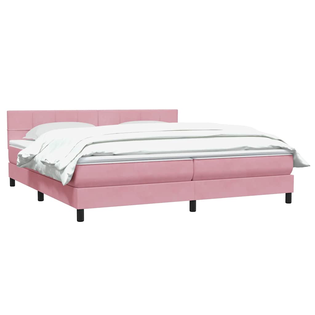 Κρεβάτι Boxspring με Στρώμα Ροζ 180x210 εκ. Βελούδινο