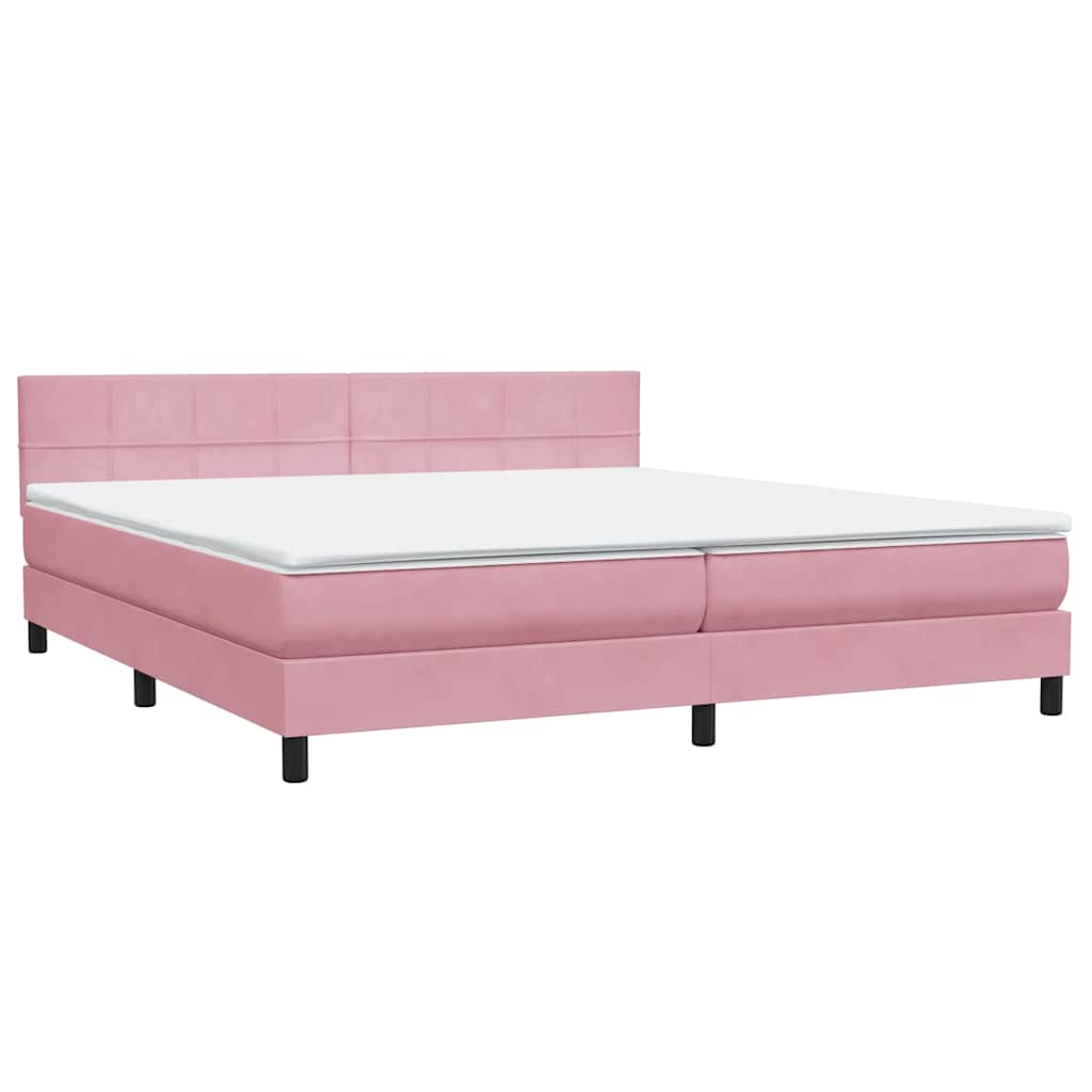 Κρεβάτι Boxspring με Στρώμα Ροζ 180x210 εκ. Βελούδινο