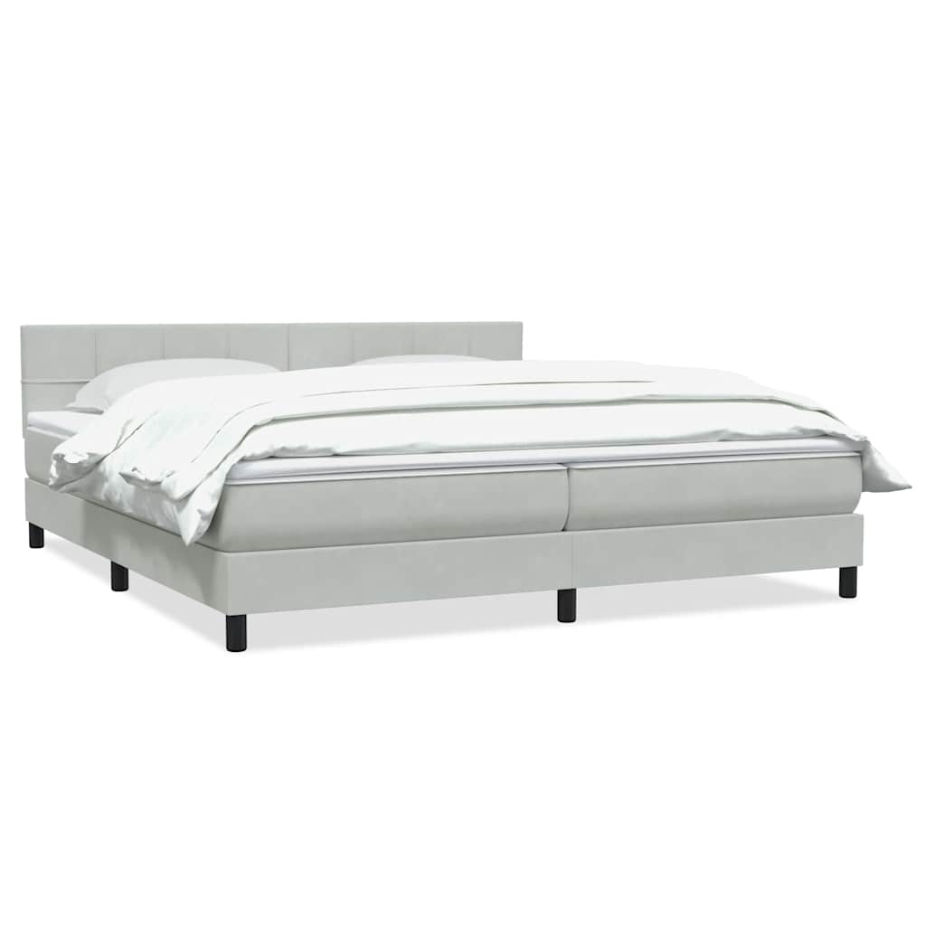 Box Spring κρεβάτι με στρώμα ανοιχτό γκρι 200x210 cm Βελούδινο - Pakobazaar
