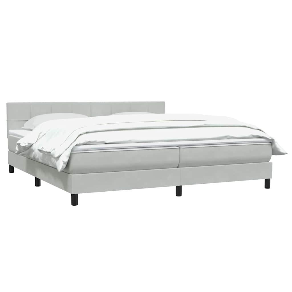 Box Spring κρεβάτι με στρώμα ανοιχτό γκρι 200x210 cm Βελούδινο - Pakobazaar