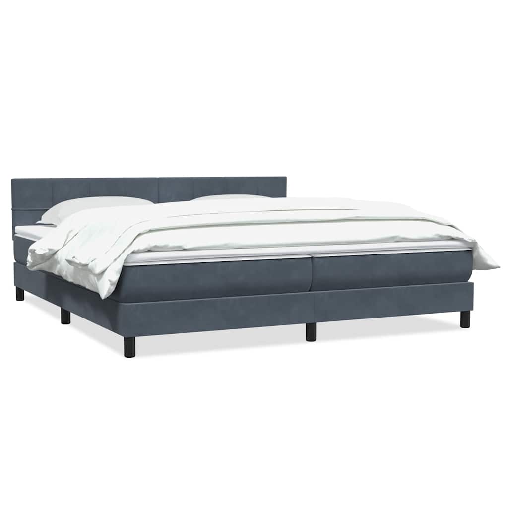 Κρεβάτι Boxspring με Στρώμα Σκούρο Γκρι 200x210 εκ. Βελούδινο - Pakobazaar
