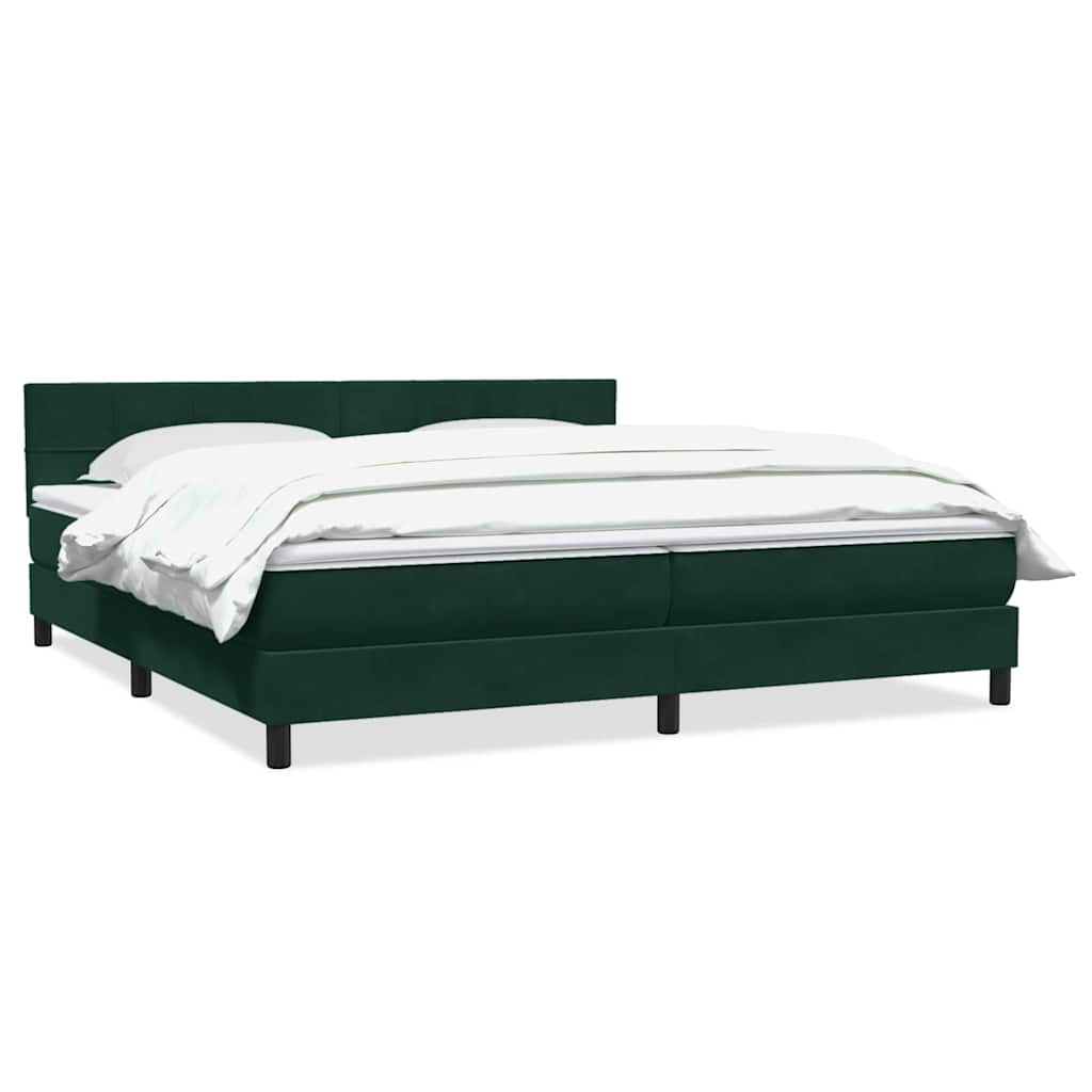 Κρεβάτι Boxspring με Στρώμα Σκούρο Πράσινο 200x210εκ. Βελούδινο